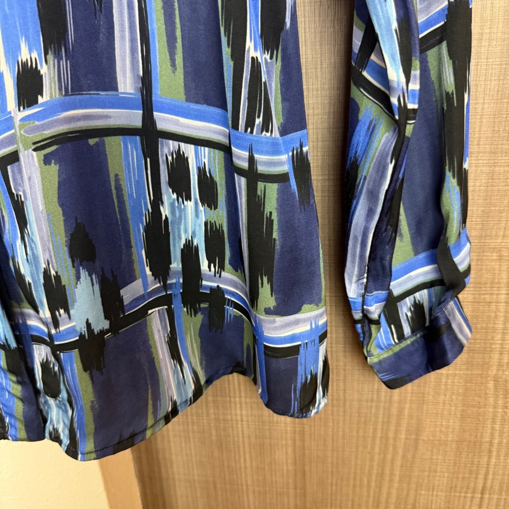 Just Cavalli Blue Black Patterned Button Down Blo… - image 5